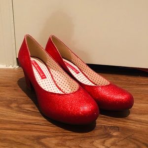 Red glitter Dorothy heels bait footwear